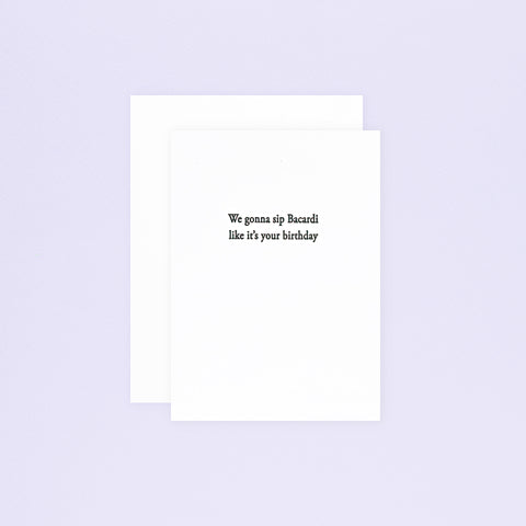 Hat Wig Glove Bacardi Birthday Card 