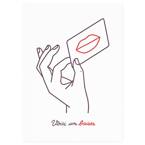 Letterpress De Paris Here's A Kiss Greeting Card 