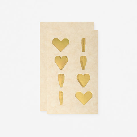 Nandaka Spinning Heart Holographic Metallic Gold Greeting Card